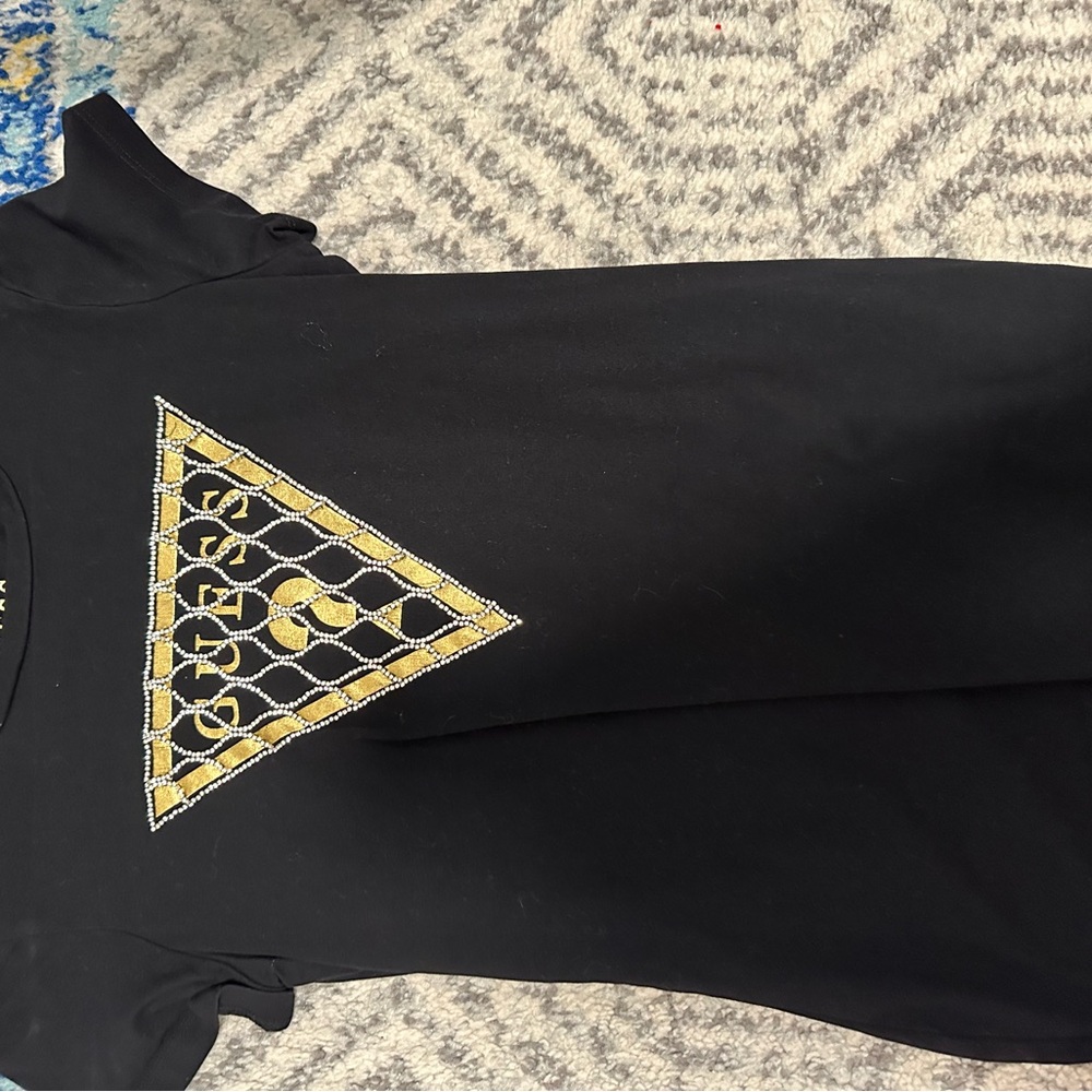 Black GUESS DISCONTINUED T-Shirt with Gold Logo